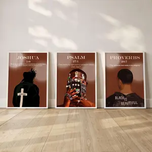 Set of 3 Christian Black Man Wall Print, Bible Verse for Men, Black is Beautiful,DIGITAL DOWNLOAD, Bold Man Room Decor, Faith Based Wall Art