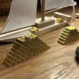 Mini Alloy Golden Bars, 100pcs/set Glamorous Metal Statuettes for Wealth & Prosperity Decor, Home & Office Decoration Lucky Charms, Ideal for St. Patrick's Day, Easter, Ramadan Gifts, Feng Shui Ornaments
