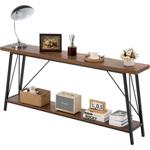 VEVOR Marble Console Table, 3 Tiers Modern Console Table for Open Storage, Golden Geometric Table with Iron Tubes, Anti - Tip Device and Triangular Support for Living Room, Hallway, EntrywayVEVOR Super Brand Day