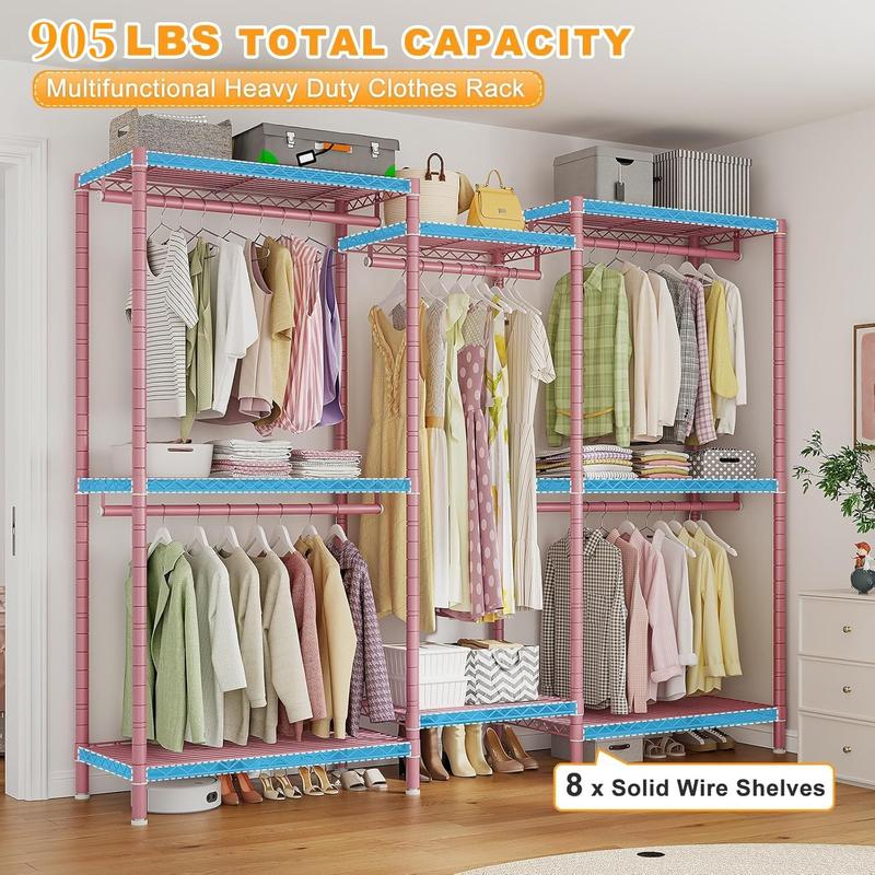 Raybee Clothes Rack Heavy Duty Clothing Rack Load 905LBS Clothing Racks for Hanging Clothes Rack Metal Garment Rack Heavy Duty Clothes Rack Free Standing Wardrobe Closet Organiser Hangable, 77" Hx75 Wx17.8 D [NewYearNewMe]