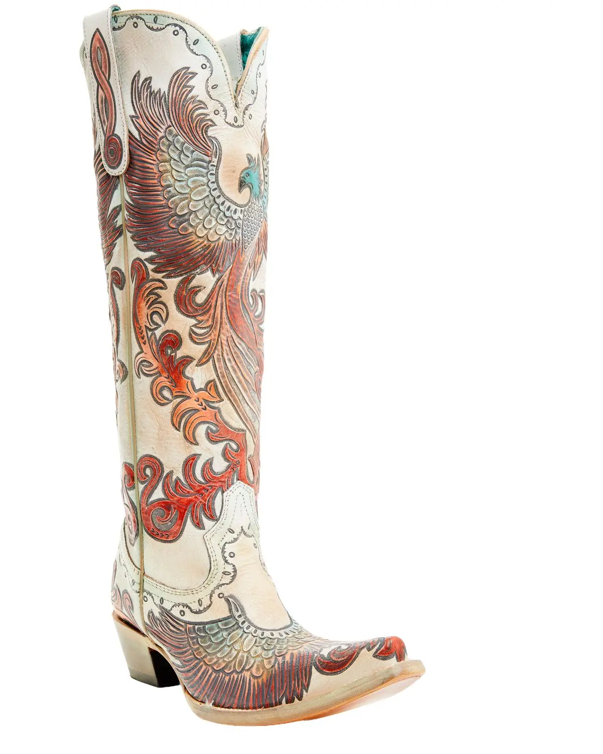 Corral Women's Women'S Fire Phoenix Hand Tooled And Painted Tall Western Boot - A4516