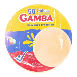 Obleas Gamba - 50 Units | Large, Thin Wafer Discs for Dulce de Leche Sandwiches