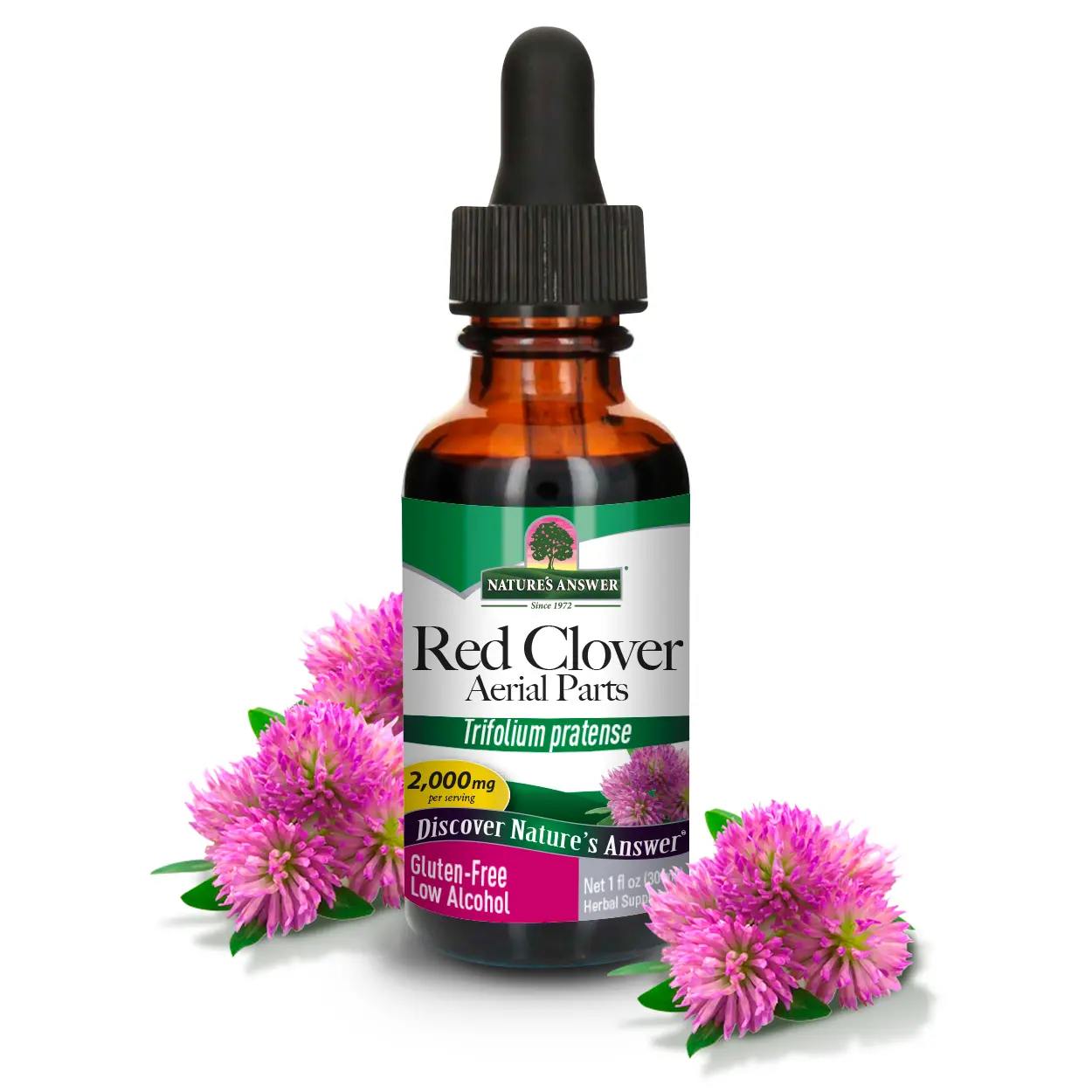 Nature's Answer Red Clover Flowering Tops, 1-Fluid Ounces | Gluten-Free | Kosher | Single Count
