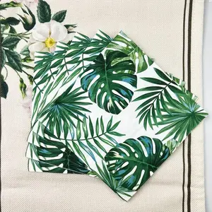 60pcs Tropical Leaf Print Paper Napkins - Vibrant Monstera & Palm Design for Birthday Parties & Restaurant Decorations