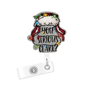 Christmas Badge Reel Retractable Nurse ID Card Holder, Cute Snowman Design Belt Clip for Nurses & Students, Holiday Gift Idea