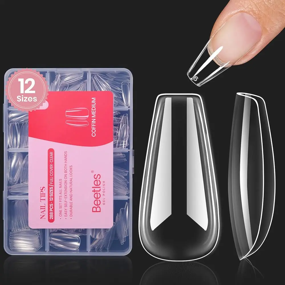 Medium Coffin 12Sizes 288Pcs-Clear(Only Tips)