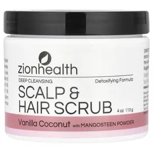 Zion Health Deep Cleansing Scalp & Hair Scrub, Vanilla Coconut, 4 oz (113 g)