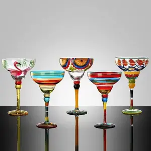 Hand-Painted Crystal Margaret Cup - Elegant Designer-Created, Personalized Creative Cocktail Goblet, Kitchen Glassware Drinkware