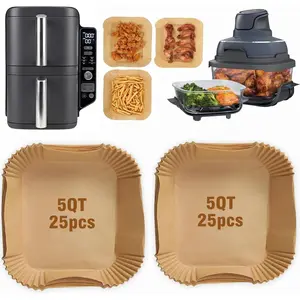 Air Fryer Liners for Ninja DoubleStack SL401 8-10QT: Disposable Paper Liners for SL201 8QT, SL401 10QT and Crispi 4 QT, Double Stack 50 count, Suitable for SL401/SL451/SL201
