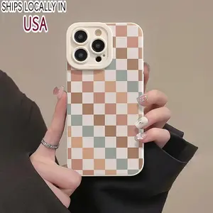 Checkerboard Pattern Phone Case, Shockproof Phone Protective Cover, Phone Accessory Compatible with iPhone 17 16 15 14 13 12 11