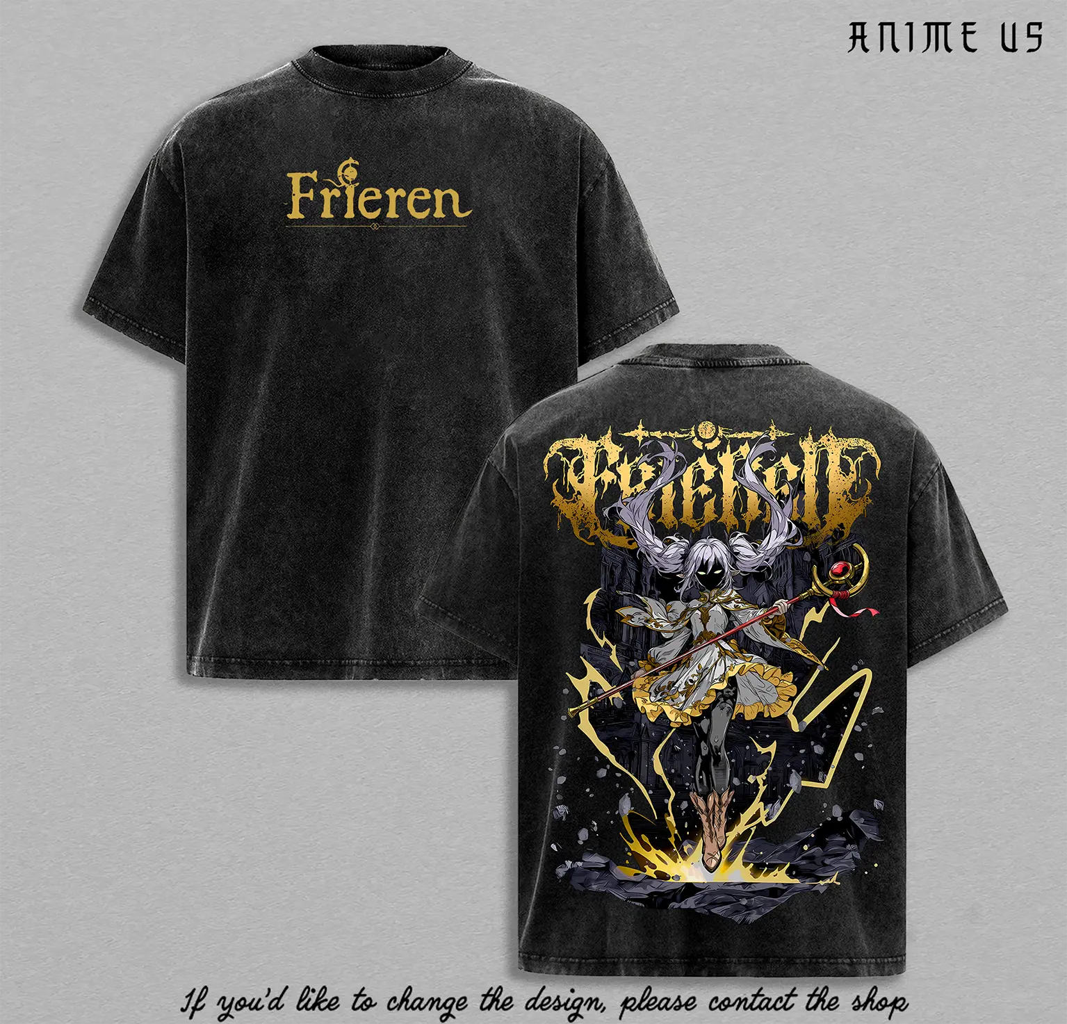 Frieren Beyond Journey’s End Anime Shirt Vintage Collage Aesthetic Washed Oversized Graphic Tee Soft Fantasy Manga Unisex