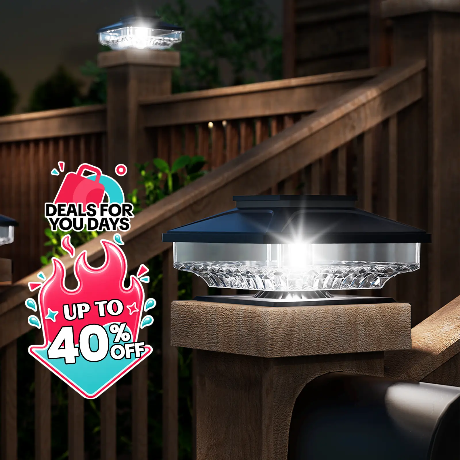 Solar Post Cap Lights Modern Outdoor | Easy Installation,summergarden ,easiestgardenmakeover,Bright White & IP65 Waterproof | For Fence & Deck Lighting, Solar Powered & Decorative,dorm essentials,home decor,home essentials,camping essentials