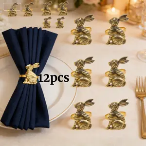 Easter Bunny Napkin Rings Set of 12, Durable European Style Easter Decorations, Perfect for Spring Festive Party Table Settings