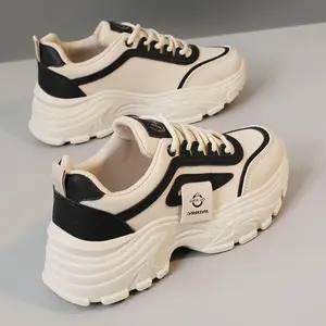 Women's Casual Sporty Shoes, Height Increasing Thick Sole, Comfortable Sneakers, Thick Soled Sneakers, Breathable All Season Footwear collection 2 Rubber Training Girl cushion hands-free workout walking colorblock lightweight athletic Low-Top anti-slip Su