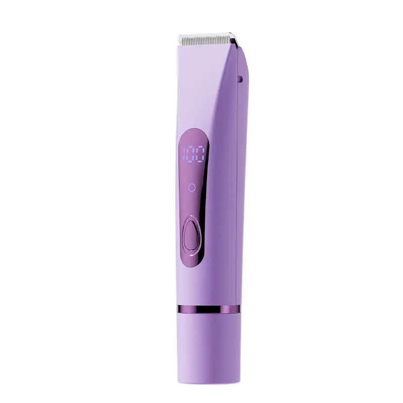 Women's Rechargeable Cordless 2-in-1 Electric Hair Remover - US18 LCD Model, Purple, Dual Head Shaver & Bikini Trimmer, Full Body Grooming Kit for Intimate Area, Quiet Pimple Vacuum, Abs Targeting Feature