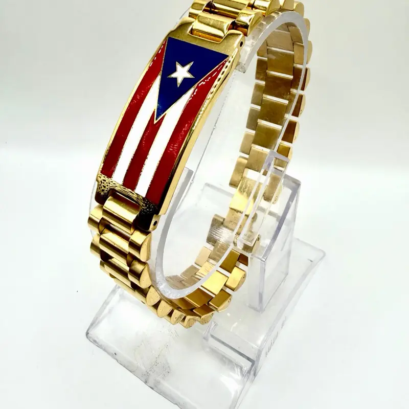 Puerto Rico Bracelet Men’s link ID Puerto Rico stainless steel bracelet