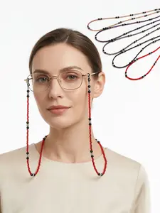 Vintage Eyeglass Chain Beaded Mask Strap Sunglasses Holder, Retro Flower Design Face Covering Accessory, Stylish Glasses Pendant