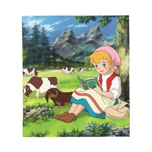 Heidi Swiss Alps Printed Flannel Blanket - 280g ultra-soft, hypoallergenic, lightweight, suitable for all seasons, for use on sofas, beds, and for camping and travel - machine washable, comfortable gift, bright design, soft texture