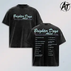 Brighter Days Ahead Eternal Sunshine Deluxe Acid Wash Oversized T-Shirt, Retro Pop Album Tracklist Graphic Tee, Premium Heavyweight Cotton Y2K Streetwear Fashion Top, Double Printed Unisex Fan Merch, TikTok Viral Ariana Washed Tee
