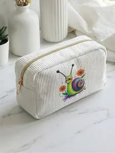 1 piece of 2D printed makeup bag with colorful snail pattern, large capacity design |suitable for all seasons/general use| fits daily skincare and various cosmetics | perfect for life and travel | Makeup Organizer Pouch, Makeup Storage Bag