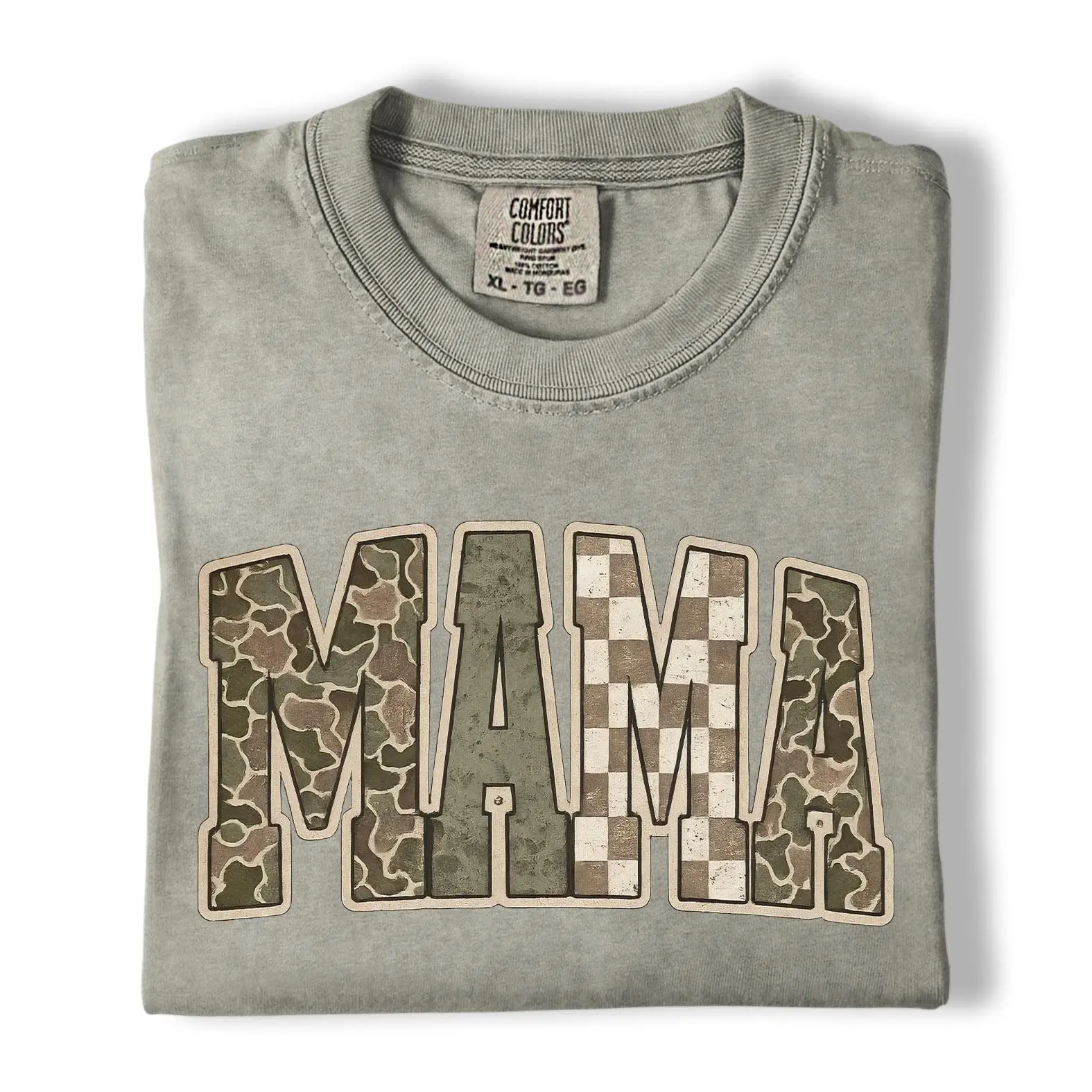 Comfort Colors Camo Mama Shirt, Checkered Mom Graphic Tee, Mother’s Day Shirt, Trendy Gift for Moms