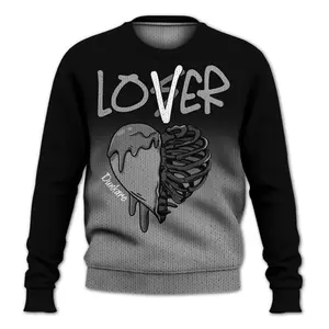 Streetwear Black Wolf Grey 12s Shirt, Loser Lover Dripping Knitted Sweater WNZ