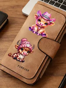 1pc Highland cattle Women'S Long Wallet, Multi-Functional Wallet, Portable Snap Closure Coin Purse, Birthday Gift and Daily Commute for overs, Playful Design, Perfect Holiday Gift, Perfect for Outdoor, Travel, and Family Use4.01PYT-12