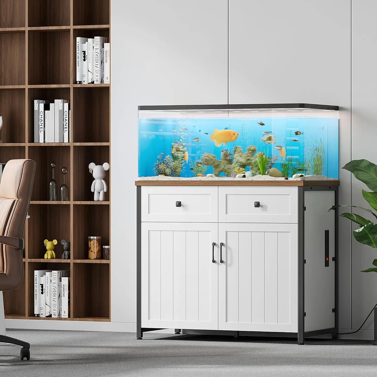 40-50 Gallon Aquarium Stand with Power Outlets, Cabinet for Fish Tank  Accessories Storage, Heavy Duty Metal Fish Tank Stand Suitable for Turtle  Tank, Reptile Terrarium, 660LBS Capacity, White - TikTok Shop