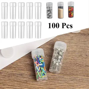 100 Piecs 5ML Mini Plastic Bottles with Leak-Proof Caps, Small Sample Bottles for Pills, Capsules, Drug Storage - Semi-transparent Travel Bottles and Containers Easy to Use Holiday Gifts