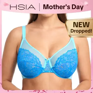 HSIA Enchante Floral Lace Underwire Unlined Unpadded Non-Padded Minimizer Plus Size Full Coverage Bra