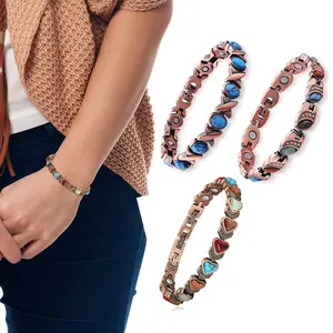 Women’s Magnetic Therapy Copper Bracelet – Energy Balance, and Sleep Support with Hypoallergenic Design,Eliminate static electricity Trendy Stack Bangle Boho Style Jewelry