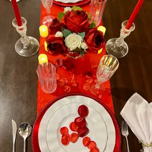 Red Romance Custom Packaged Table Setting for Two - Durable and Romantic Dining Experience
