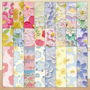 Flower Pattern Bookmark, 24pcs/set Colorful Bookmark Card, Reading Bookmark, Book Page Marker, Office Stationery & Supplies, Book Accessories