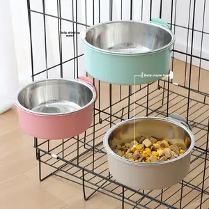 Stainless Steel 2-in-1 Pet Bowl, 1 Count Anti-spill Anti-tip Hanging Dog Food & Water Bowl, Fixed Mount Design for Dog Crate, Pet Feeding Supplies & Accessories for Dogs & Cats