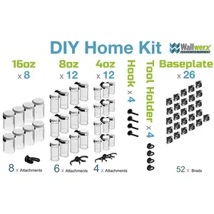 Pegboard DIY Home Kit, 26 Piece, Wallwerx - Wall mounted jars, hooks, tool holders
