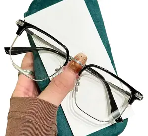 Ultra-Light Half-Rim Eyeglass Frame for Men Stylish Oversized Slim-Face Glasses Unisex Comfortable Everyday Wear Office Study Casual Outings