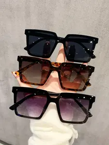 Women's Lightweight Square Sunglasses Set, & Leopard Pattern, Casual Street Style, Perfect for Golf, Office, Shopping, Driving