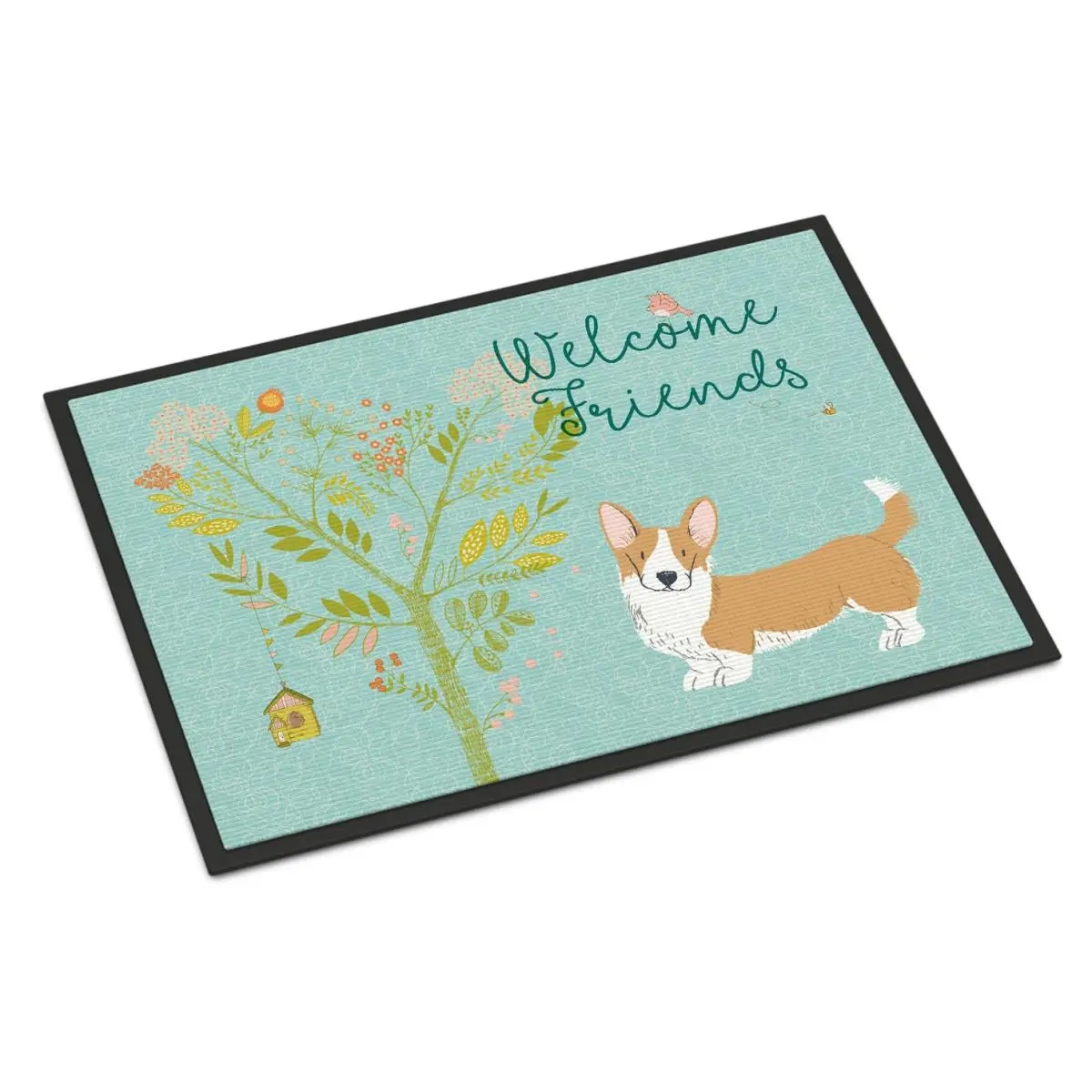 212 MAIN Tricolor Cardigan Welsh Corgi Welcoming Mat - Action Back Felt Rug, Decorative, Non-Slip, Permanently Dyed, 18x27 in. Indoor/Outdoor Textile Rug, Action Back Rug