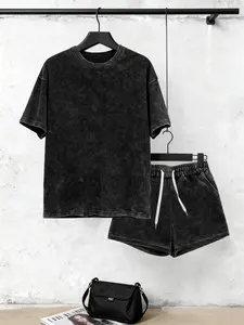 Women's Vintage Style Workout Sportswear Set, Sports Outfits, Elegant Summer Casual Round Neck Loose Short Sleeve Top & Shorts, Suitable for Daily Commute, Summer Training Clothing