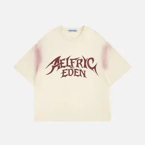 Aelfric Eden Boxy Graphic Tee Vintage washed Short Sleeve Tee Gothic Style Unisex Retro Streetwear Top