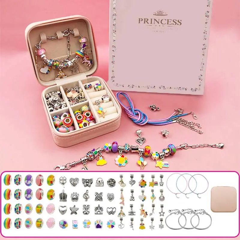 DIY Jewelry Making Kit, Including Beads, Charms, Jewelry Box, Jewelry Making Supplies for Bracelet Necklace Earrings, Stocking Filler, Charm Accessory