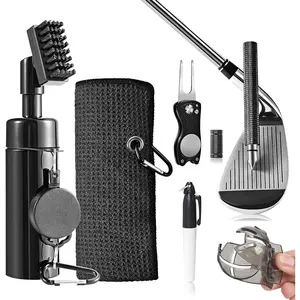 Golf Essentials Kit| Must Have Golf Accessories - Golf Water Brush, Golf Towel, Golf Club Brush, Golf Ball Marker, Divot Repair Tool, Golf Ball & Golf Tee Holder, Golf Gifts for Men