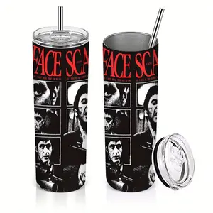 Scarface Movie 20oz Stainless Steel Insulated Tumbler 1Pcs Featuring Iconic Scarface Artwork On A Sleek Straight Water Bottle With Double Wall Insulation, Leak Proof Lid, Reusable Straw And A Durable Travel Cup For Hot And Cold Drinks