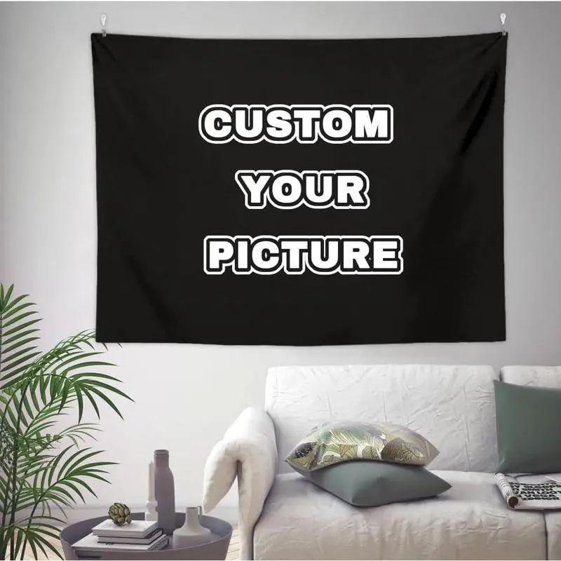 Custom Tapestry Upload Images Banners Personalized Wall Decor Customized Tapestry Flag Poster Banner for Bedroom/Wedding/Birthday Party/Gift Cotton Decorative Decoration Light Linen Print Design Home Goods