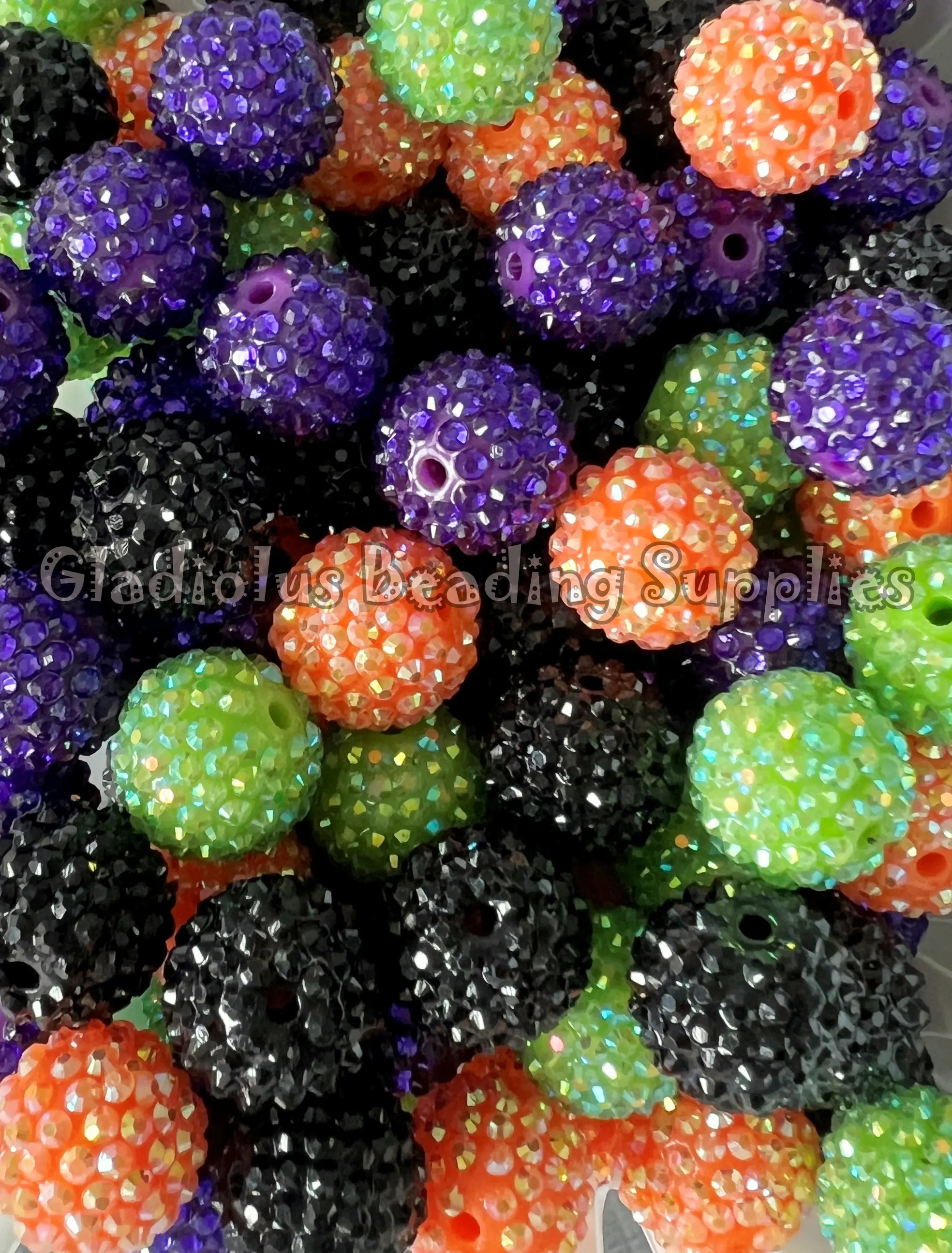 20mm Halloween Acrylic Rhinestone Beads - Random Mixed Colors - Spooky Beads - Halloween Beads