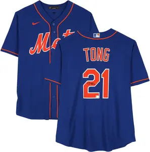 Jonah Tong New York Mets Autographed Blue Nike Replica Jersey - Fanatics Authentic Certified