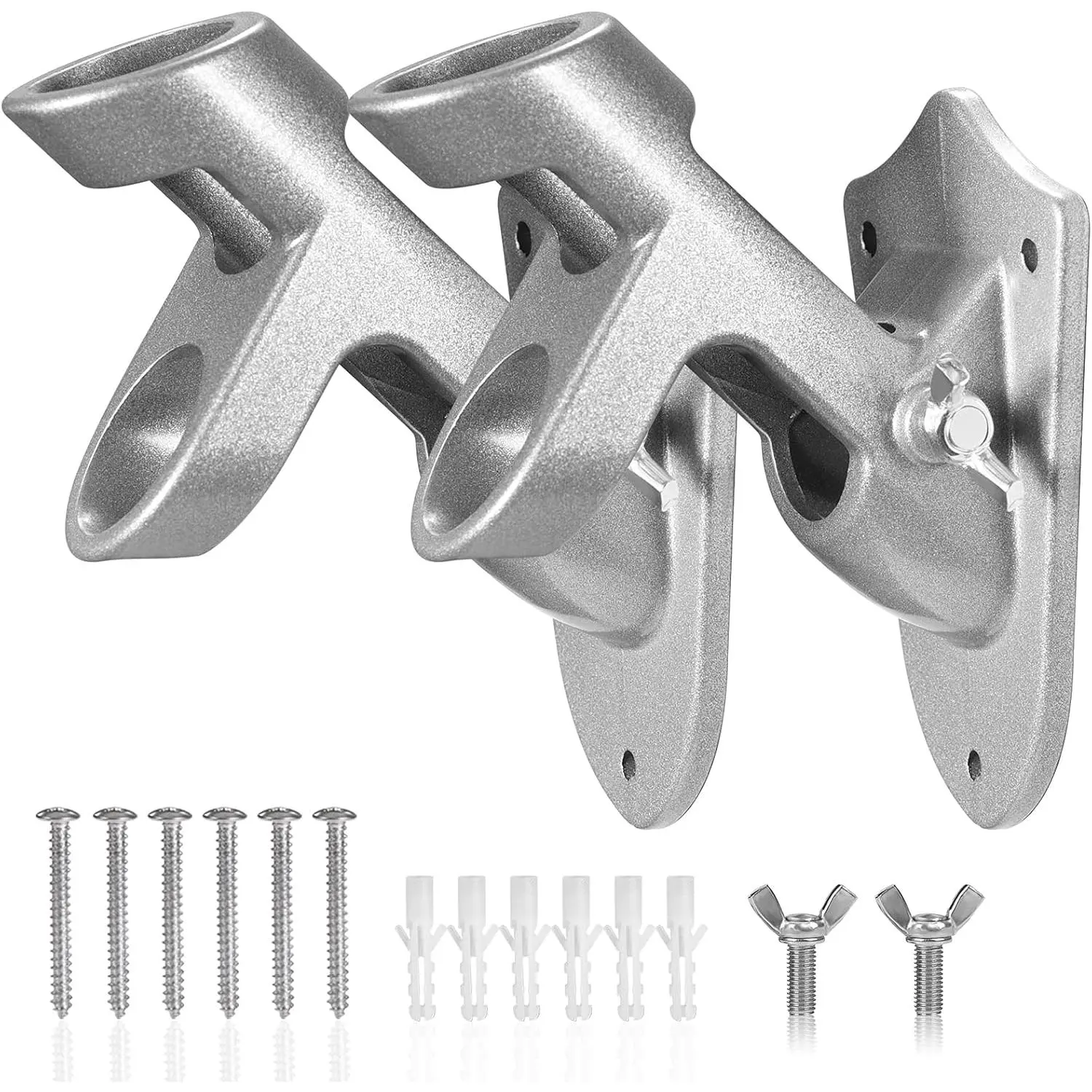 Flag Pole Holder Brackets,  1" Flag Pole Mounting Bracket with Hardwares for House Wall Mount, 1" Inner Diameter, Two Positions & Aluminium Alloy, Rust Free Coated ( - 2 Pack)