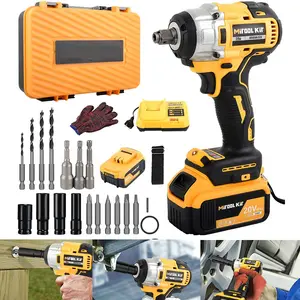 1/2'' Cordless Brushless Impact Wrench, High Torque 600Nm, 4Ah Li-ion Battery, 2800 RPM, Multifunctional Toolbox with Sleeves & Drill Bits for Auto Repair & DIY Projects