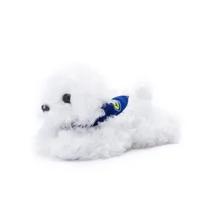 White Fluffy Dog with Mane 'n Tail Blue Bandana White Fluffy Dog with Mane 'n Tail Blue Bandana