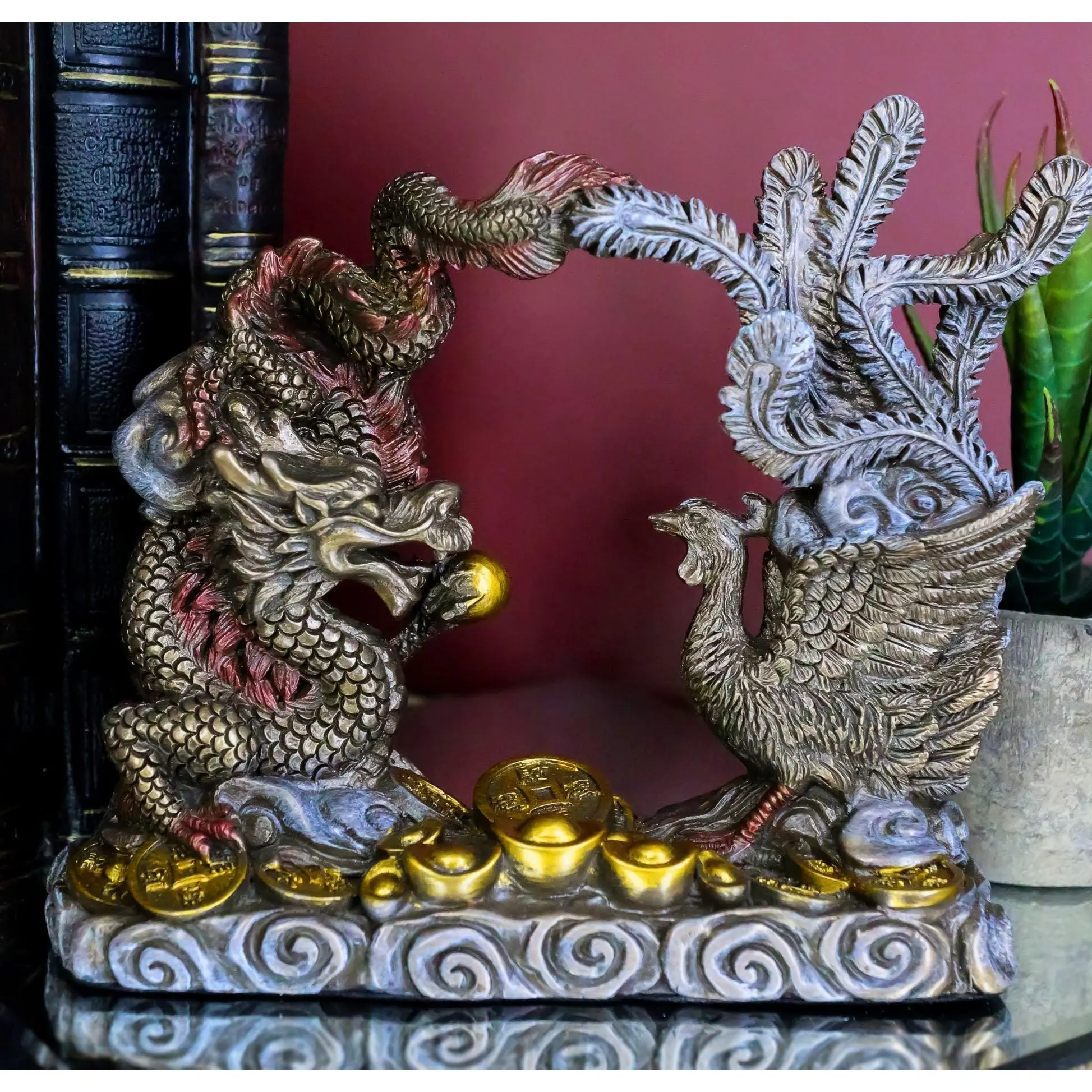 Feng Shui Yin Yang Marriage Harmony Heaven Celestial Dragon And Phoenix Figurine